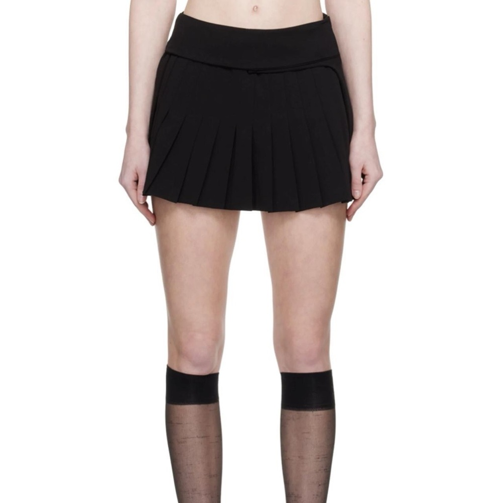 Danielle Guizio Black Pleated Mini Skirt